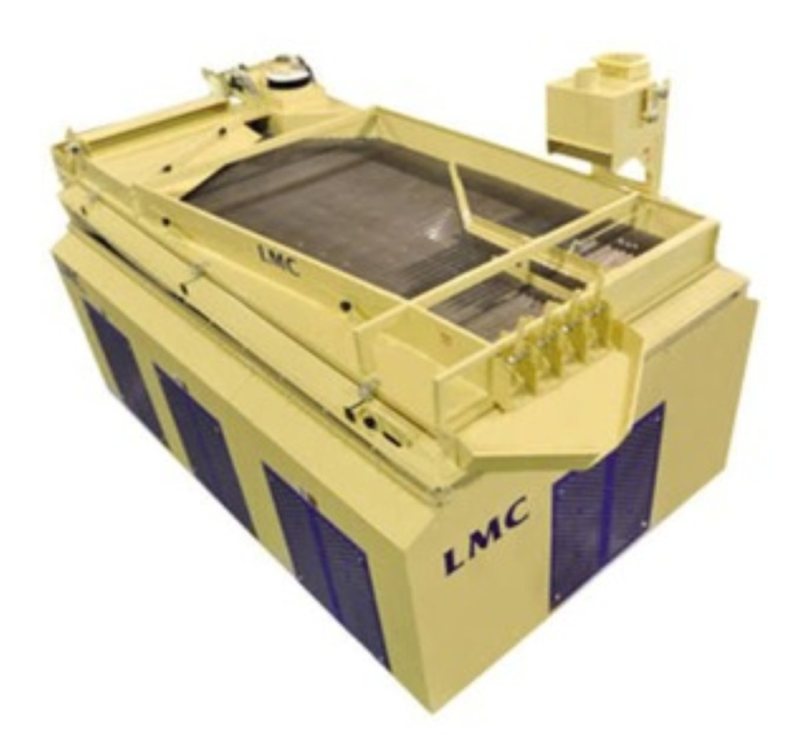 Industrial gravity separator machine with yellow casing and top screening deck in North America